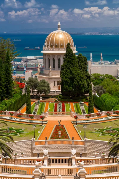 Haifa Israel Junio 2018 Paisaje Urbano Haifa Jardines Bahai Santuario — Foto de Stock