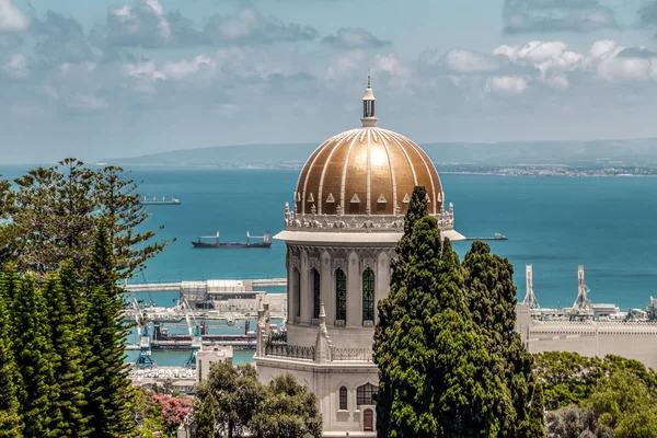 Haifa Israele Giugno 2018 Paesaggio Urbano Haifa Giardini Bahai Santuario — Foto Stock