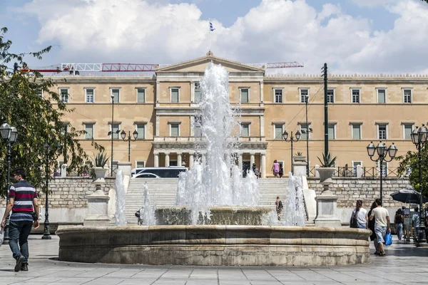 Athens Griekenland Juli 2018 Weergave Van Gevel Van Het Grieks — Stockfoto