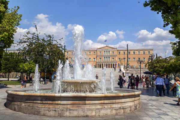 Atenas Grecia Julio 2018 Vista Desde Plaza Syntagma Atenas Gente — Foto de Stock