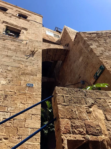 ยาโฟ สราเอล นายน 2018 ถนนโบราณ เลนและโครงสร างในเม องเก าของยาโฟ ใกล — ภาพถ่ายสต็อก
