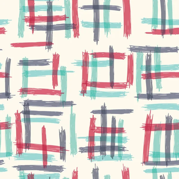 Seamless Mönsterdesign Med Slarvig Doodle Stripe Block Abstrakt Upprepande Bakgrund — Stock vektor