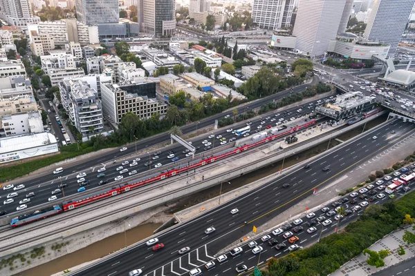 Tel Aviv Yafo Israël Juni 2018 Luchtfoto Van Het Financiële — Stockfoto