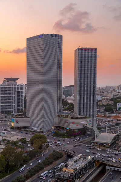 Tel Aviv Israel Junho 2018 Nightshot Azrieli Center Três Torres — Fotografia de Stock