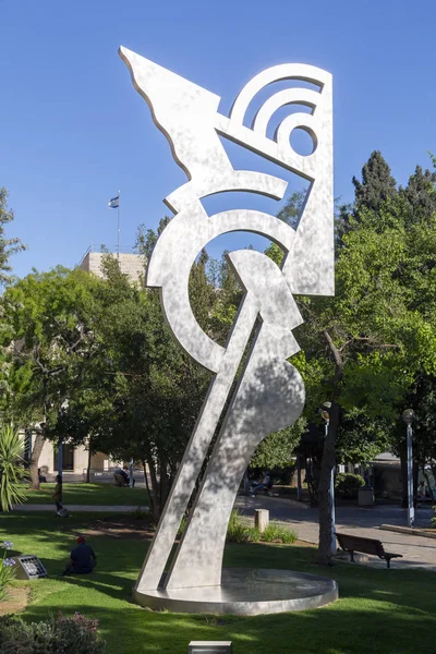Jerusalém Israel Junho 2018 Escultura Moderna Metal Cabeça Por Roy — Fotografia de Stock