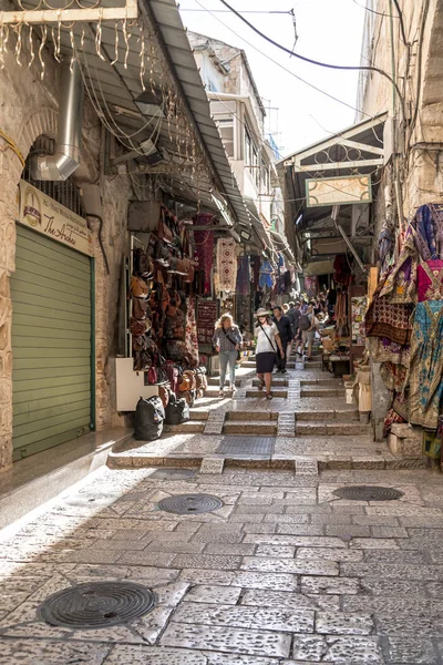 Jerusalém Israel Junho 2018 Antigo Bazar Nas Antigas Ruas Estreitas — Fotografia de Stock