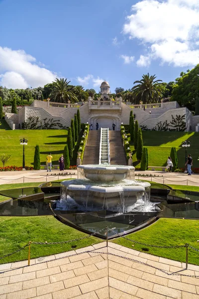 Haifa Srail Haziran 2018 Bahai Bahçeleri Kutsal Bir Tapınak Mount — Stok fotoğraf