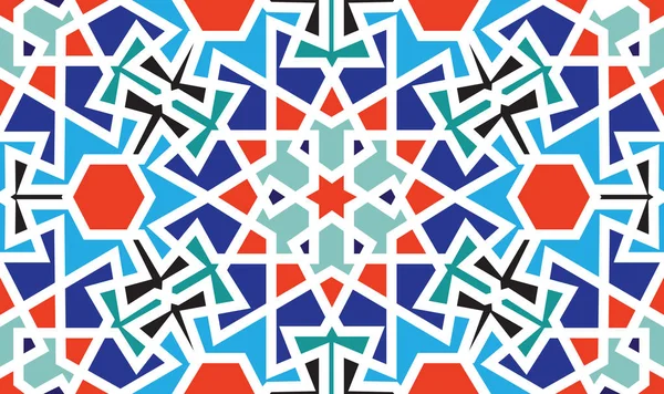 Abstract Seamless Pattern Design Oriental Moorish Style Geometric Motif Repeat — Stock Vector