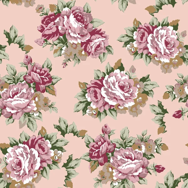 Shabby Chic Granny Chic Vintage Chintz Roses Seamless Pattern Design — Stock Vector