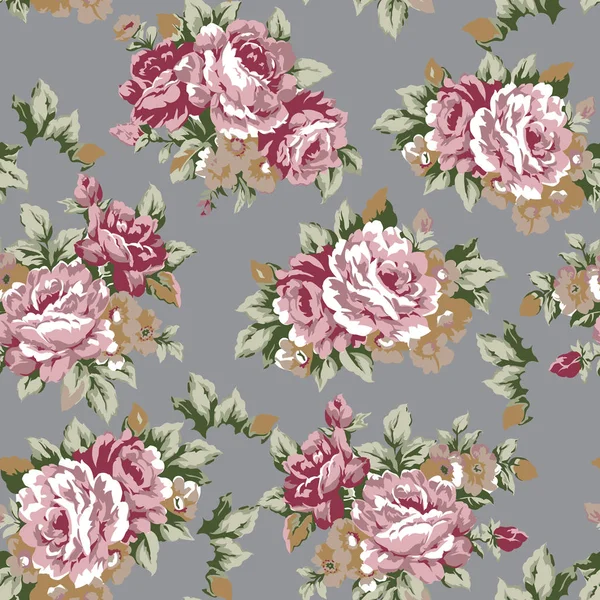 Shabby Chic Granny Chic Vintage Chintz Roses Seamless Pattern Design — Stock Vector