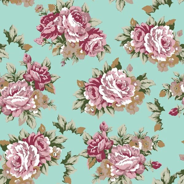 Shabby Chic Granny Chic Vintage Chintz Roses Design Motif Sans — Image vectorielle