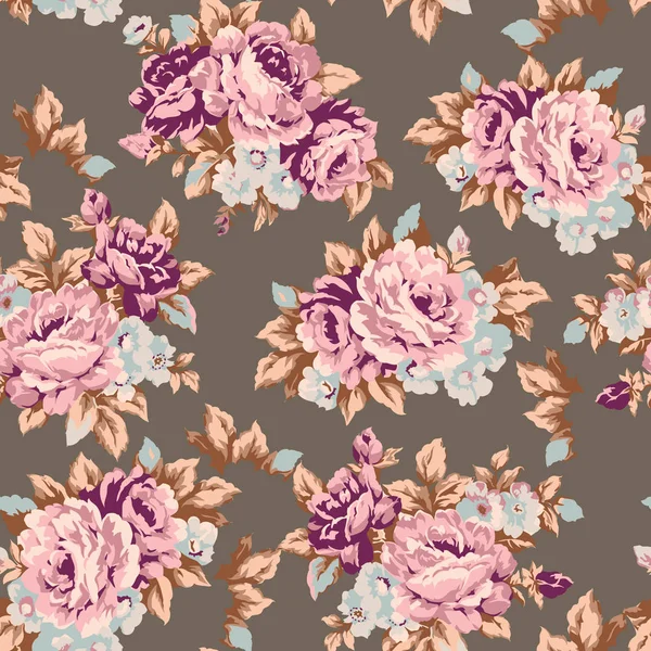 Shabby Chic Granny Chic Vintage Chintz Roses Seamless Pattern Design — Stock Vector