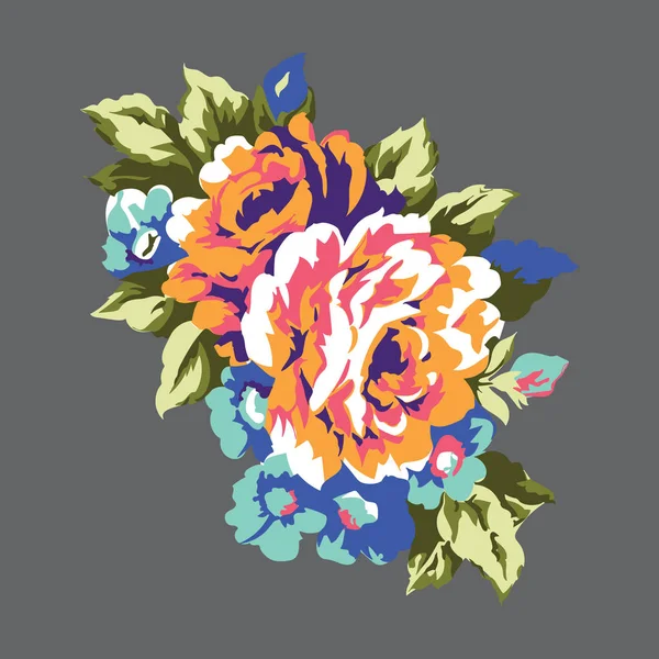 Vintage Roses Design Element Classic Floral Ornament Illustration — Stock Vector