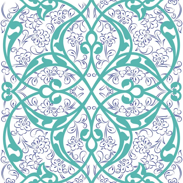 Iznik Telha Design Padrão Sem Costura Decoração Floral Estilo Turco — Vetor de Stock