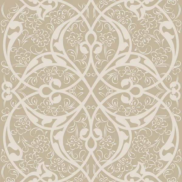 伊兹尼克瓷砖无缝图案设计 经典奥斯曼色土耳其风格的花卉装饰 重复背景与风格化的花朵和旋转的鲁米线 — 图库矢量图片