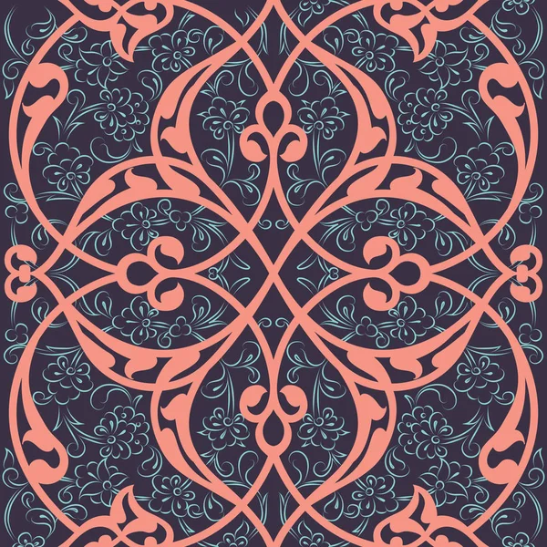 Azulejo Iznik Diseño Patrón Sin Costuras Decoración Floral Estilo Otomano — Vector de stock