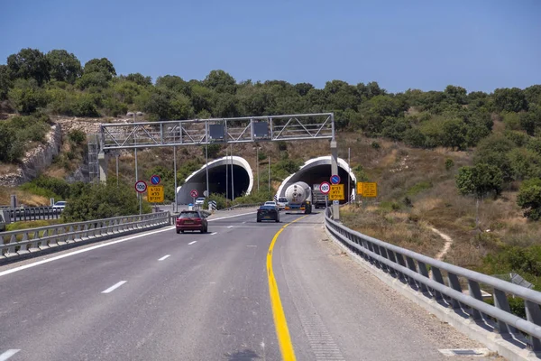 Jeruzalém Haifa Izrael Červen 2018 Dálniční Známky Vozidla Provozu Jeruzaléma — Stock fotografie