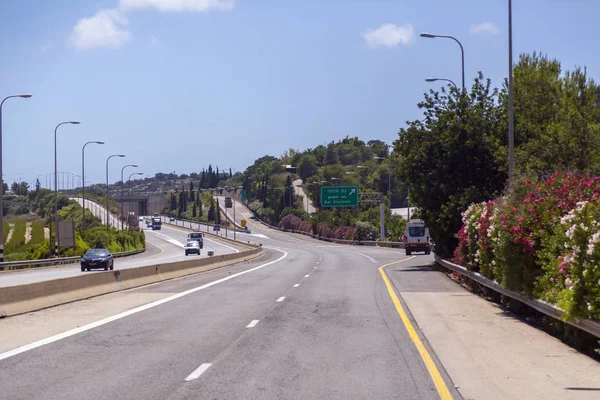 Jeruzalém Haifa Izrael Červen 2018 Dálniční Známky Vozidla Provozu Jeruzaléma — Stock fotografie