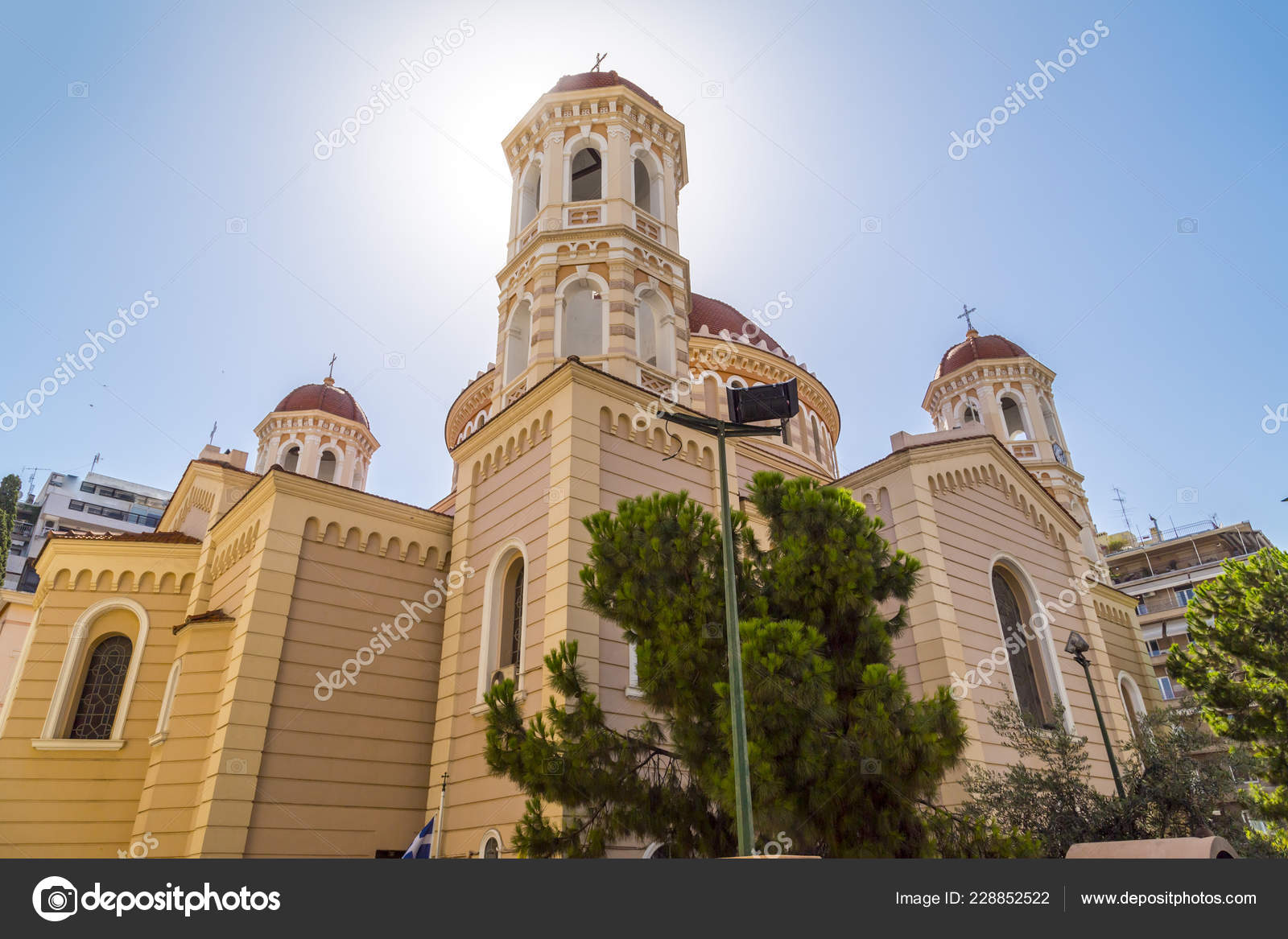 Exterior View Church Agios Gregorios Palamas Thessaloniki Greece Stock