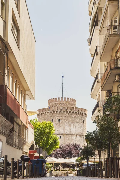 Thessaloniki Řecko Července 2018 Bílá Věž Soluni Severním Pobřeží Egejského — Stock fotografie