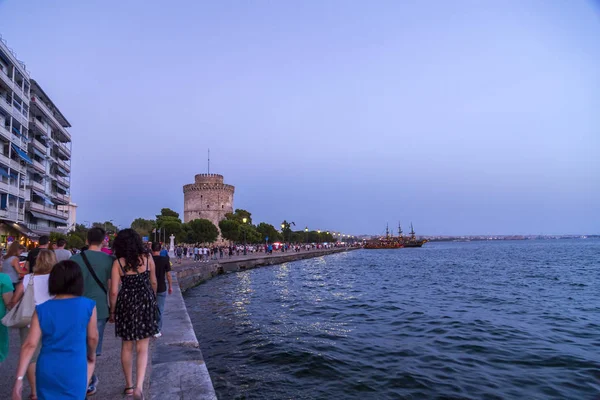 Thessaloniki Yunanistan Temmuz 2018 White Tower Selanik Yunanistan Ege Denizi — Stok fotoğraf