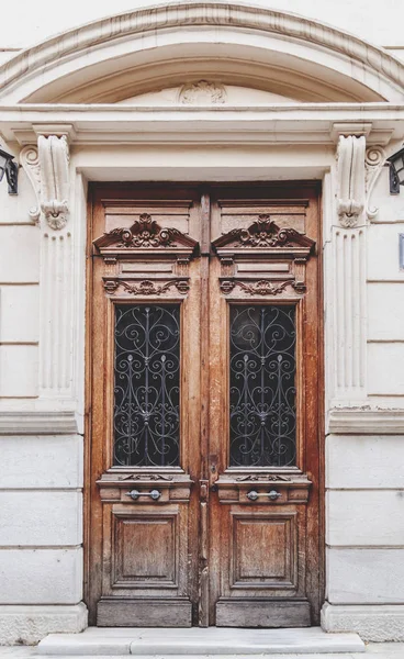 Старий Красиво Багато Прикрашений Двері Класичний Архітектурної Детально Салоніки Греція — стокове фото