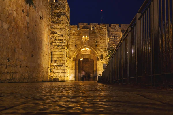 Antigas Ruas Edifícios Antiga Cidade Jerusalém Jaffa Gate Dos Portões — Fotografia de Stock