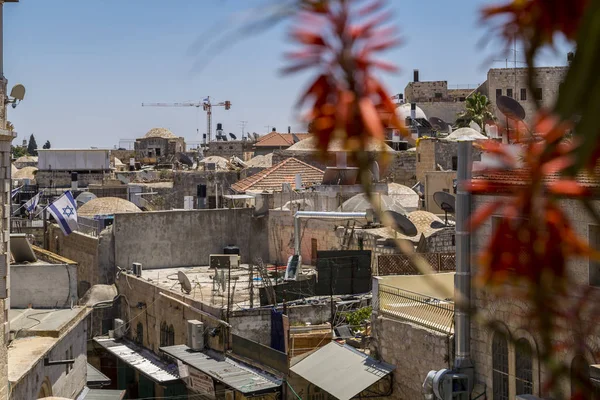 以色列耶路撒冷 2018年6月15日 奥地利临终关怀对耶路撒冷老城和寺庙山的外部景观 — 图库照片