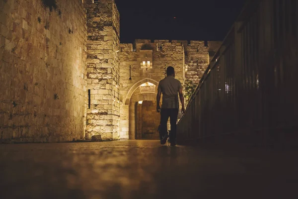 Antigas Ruas Edifícios Antiga Cidade Jerusalém Jaffa Gate Dos Portões — Fotografia de Stock