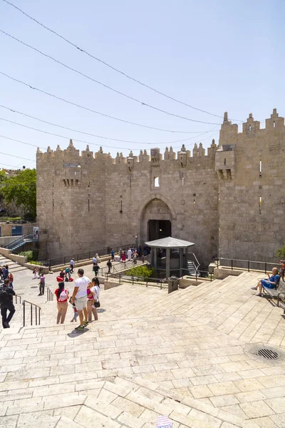 Jerozolima Izrael Czerwca 2018 Stare Miasto Jerozolimie Widok Słynnej Bramy — Zdjęcie stockowe