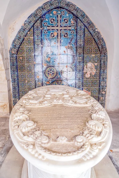 Jerozolima Izrael Czerwca 2018 Ormiański Płytki Pięknymi Dekoracjami Klasztorze Armenin — Zdjęcie stockowe