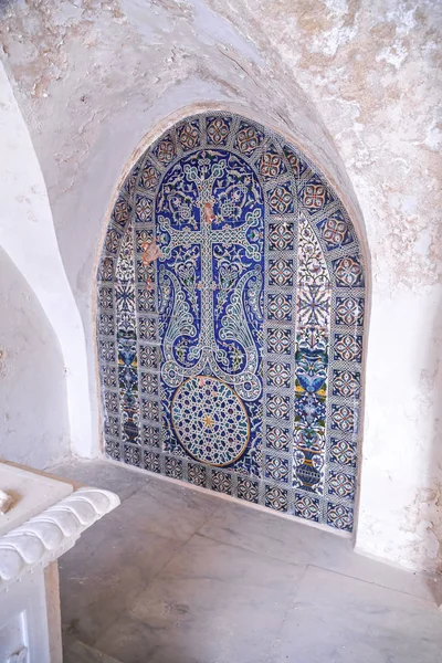 Jerusalén Israel Junio 2018 Azulejos Armenios Con Hermosas Decoraciones Convento — Foto de Stock