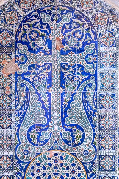 以色列耶路撒冷亚美尼亚修道院的亚美尼亚瓷砖 装饰精美 — 图库照片