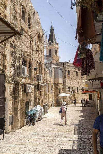 Gerusalemme Israele Giugno 2018 Antiche Strade Edifici Nella Città Vecchia — Foto Stock