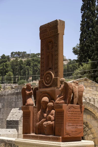 Jerusalém Israel Junho 2018 Khachkar Armênio Tradicional Arte Pedra Cruzada — Fotografia de Stock