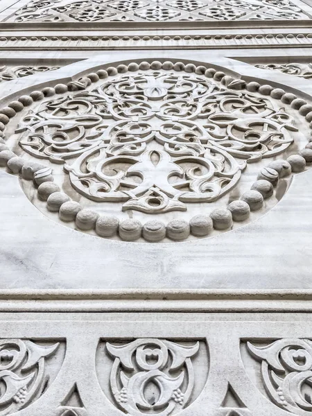 Detail Van Marmeren Sculpturen Van Kececizade Fuat Pasha Moskee Fatih — Stockfoto