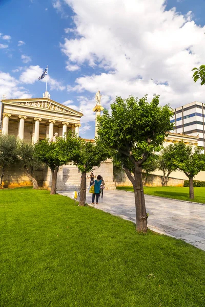 Athens Griekenland Juli 2018 Weergave Van Buitenkant Van Academie Van — Stockfoto