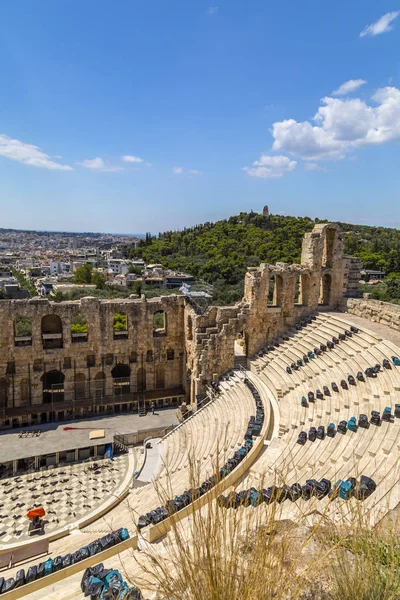 Aten Grekland Juli 2018 Rekonstruerade Antika Ruinerna Parthenon Och Erechtheion — Stockfoto