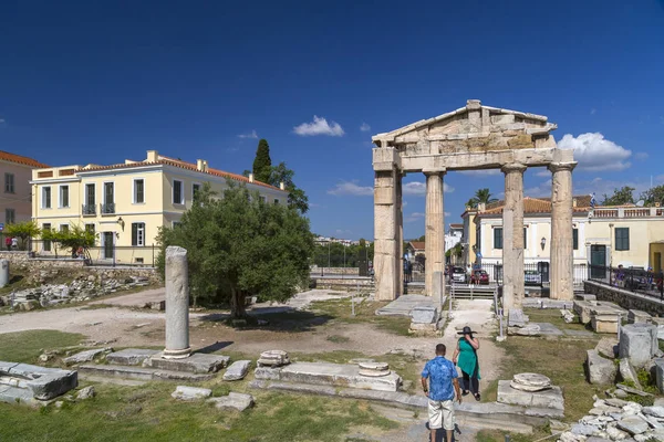 Athens Griekenland Juli 2018 Oude Overblijfselen Van Roman Agora Gebouwd — Stockfoto