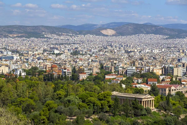 Αθήνα Ελλάδα Ιουλίου 2018 Αεροφωτογραφία Της Αθήνας Την Πρωτεύουσα Της — Φωτογραφία Αρχείου
