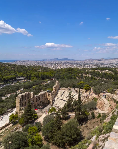 Aten Grekland Juli 2018 Rekonstruerade Antika Ruinerna Parthenon Och Erechtheion — Stockfoto