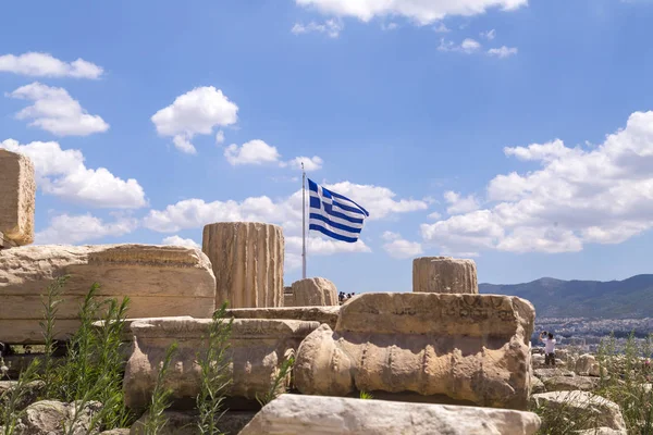 Athén Görögország 2018 Július Felújított Ősi Romok Parthenon Erechtheion Akropolisz — Stock Fotó