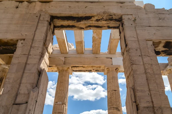 Rekonstruerade Antika Ruinerna Parthenon Och Erechtheion Akropolis Aten Den Grekiska — Stockfoto