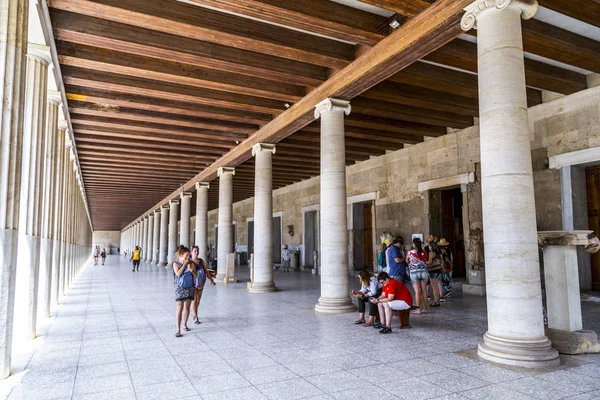 Atenas Grécia Julho 2018 Stoa Attolos Athens Atenas Tem Restos — Fotografia de Stock