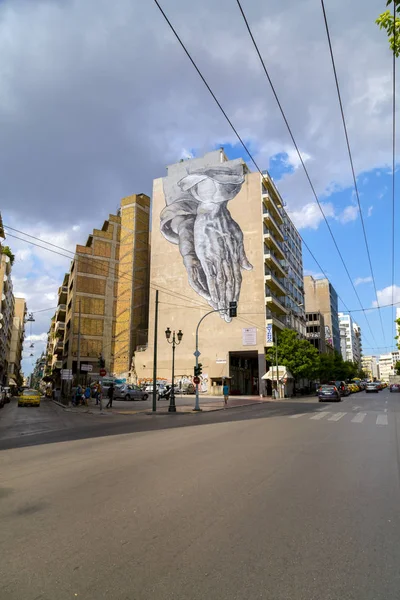 Athens Griekenland Juli 2018 Graffiti Street Art Muren Van Gebouwen — Stockfoto
