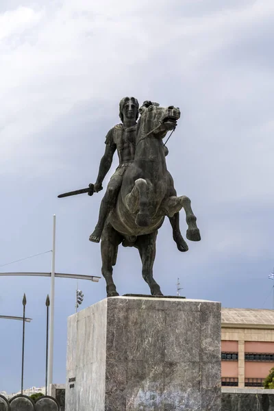 Estatua de Alejandro Magno de Macedonia en la costa de Tessal — Foto de Stock