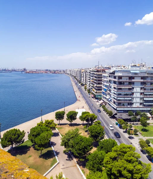 Weergave van Thessaloniki uit de beroemde witte toren, Griekenland — Stockfoto