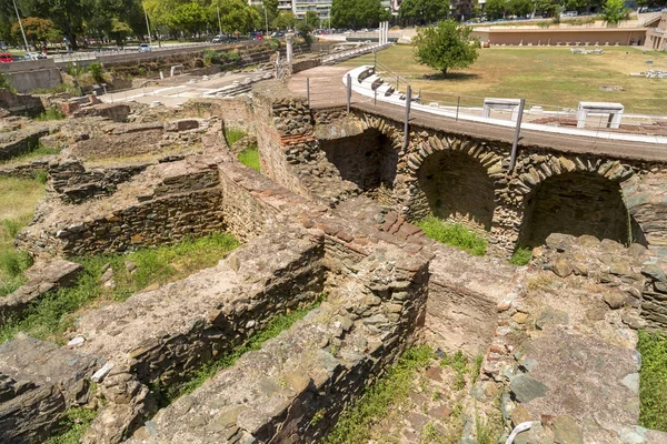 Ερείπια της αρχαίας ρωμαϊκής αγοράς, Θεσσαλονίκη, Ελλάδα — Φωτογραφία Αρχείου