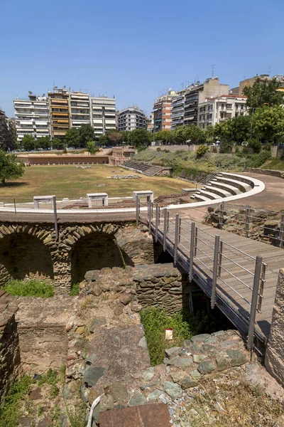 Romjai az ókori római fórum itt: Thessaloniki, Görögország — Stock Fotó