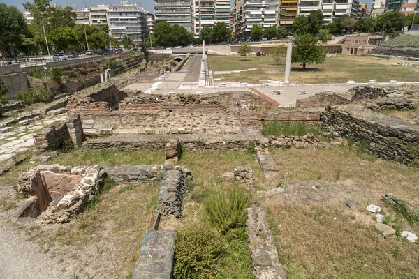 Kalıntıları eski Roma Forum Thessaloniki, Yunanistan — Stok fotoğraf